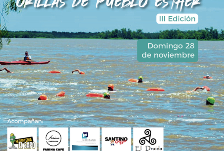 Imagen de 3era edición de la Travesía a nado Orillas de Pueblo Esther, organizado por el Polideportivo Municipal.