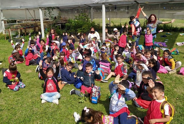 Los niños visitaron el espacio y se llevaron gajos de citronella.