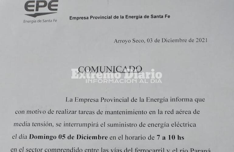 Imagen de Corte programado de la EPE