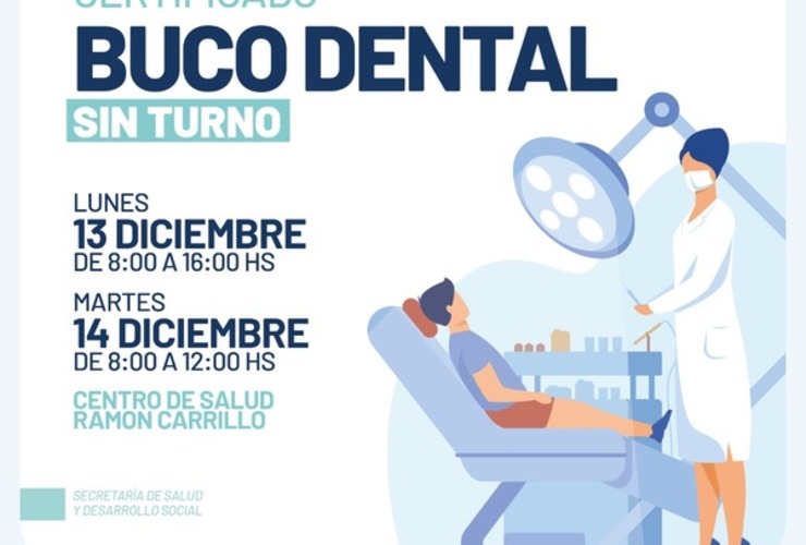 Imagen de Certificado buco dental sin turno previo en el Ramón Carrillo