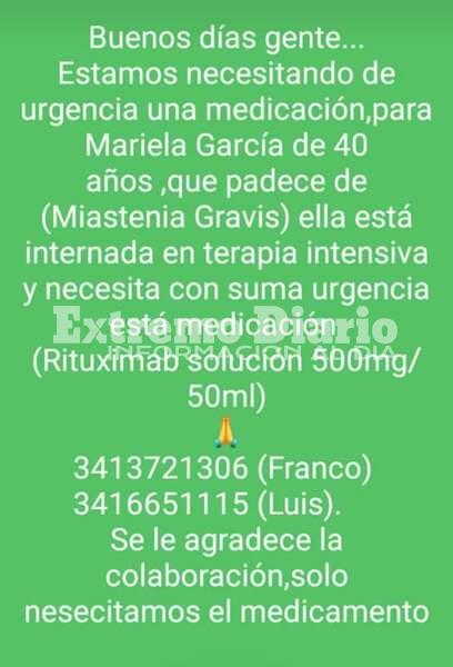 Imagen de Est&aacute; en terapia intensiva y necesita urgente una medicaci&oacute;n