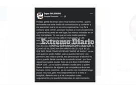 El posteo que Exequiel hizo en redes sociales.