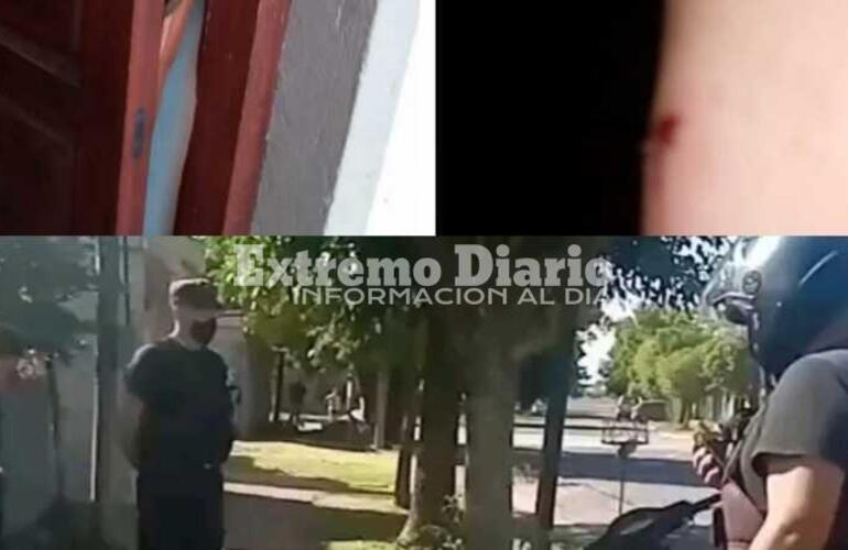 Puerta violentada, menores lastimados y 6 m&oacute;viles frente a la vivienda.