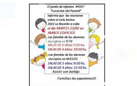 Imagen de Lucecitas del Paran&aacute;: Informaci&oacute;n sobre reuniones ciclo lectivo 2022