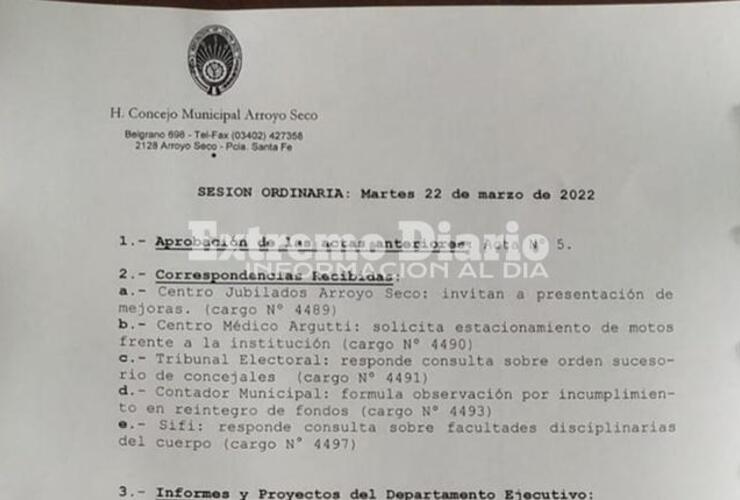 Imagen de Concejo Municipal: Orden del día 22 de marzo de 2022