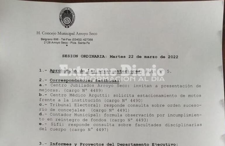 Imagen de Concejo Municipal: Orden del día 22 de marzo de 2022