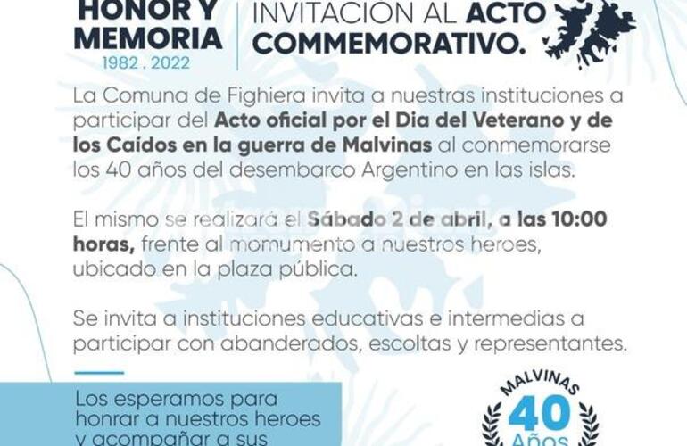 Imagen de Fighiera: Acto por el D&iacute;a del Veterano y de los Ca&iacute;dos en Malvinas