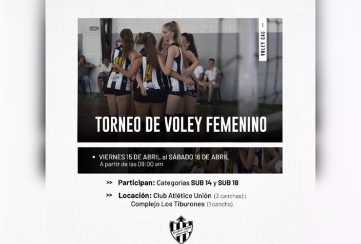 Imagen de Este viernes y sábado, Torneo de Voley Femenino del Club A. Unión en Sub-14 y Sub-18.
