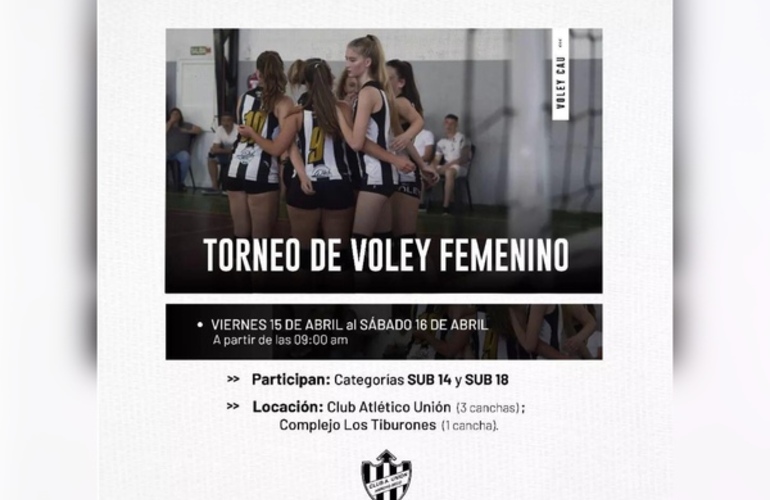 Imagen de Este viernes y sábado, Torneo de Voley Femenino del Club A. Unión en Sub-14 y Sub-18.