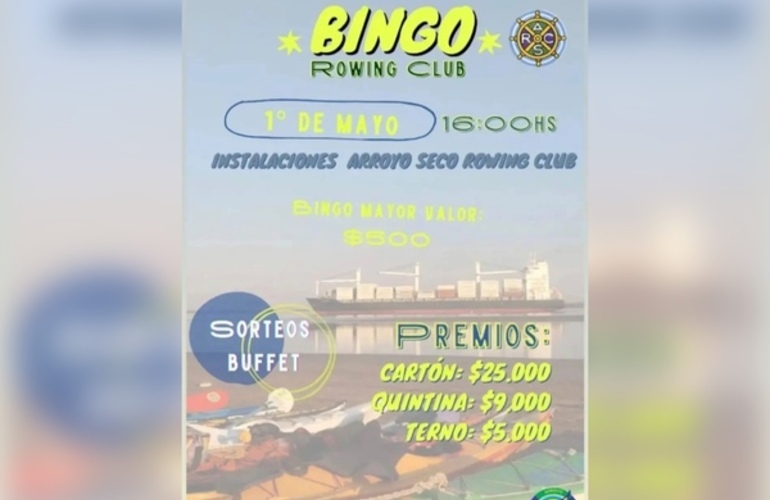 Imagen de El 1 de Mayo, Bingo del Rowing Club, organizado por la Subcomisión de Canotaje.