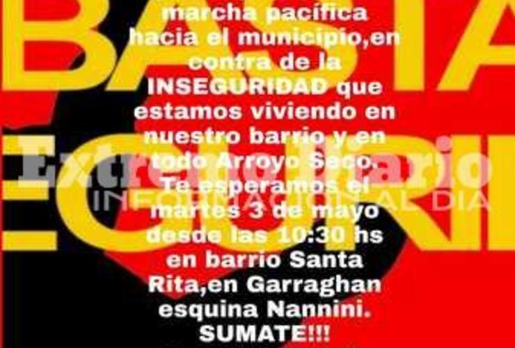 Imagen de Convocan a una marcha contra la inseguridad en el barrio Santa Rita
