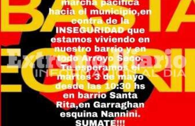 Imagen de Convocan a una marcha contra la inseguridad en el barrio Santa Rita