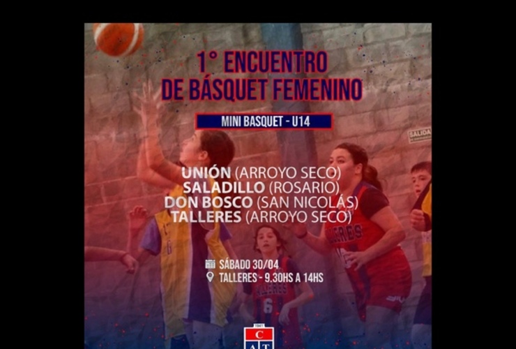 Imagen de El sábado, 1er Encuentro de Básquet Femenino de Talleres en categorías Mini y U14.