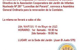 Imagen de Jard&iacute;n Lucecitas del Paran&aacute;: Llamado a Asamblea General Ordinaria
