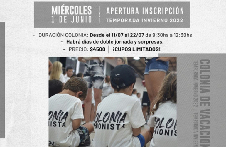 Imagen de Inscripci&oacute;n abierta para la Colonia de vacaciones de Invierno del Club Atl&eacute;tico Uni&oacute;n.