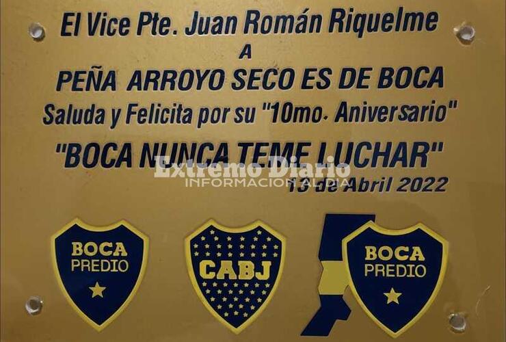 Imagen de Juan Román Riquelme envió una placa a la peña Arroyo Seco es de Boca