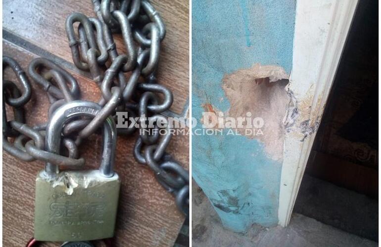 Los ladrones arrancaron el candado de la puerta de la casa de la víctima.