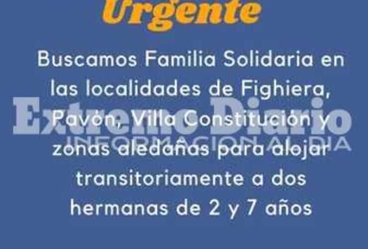 Imagen de Convocatoria urgente de familia solidaria