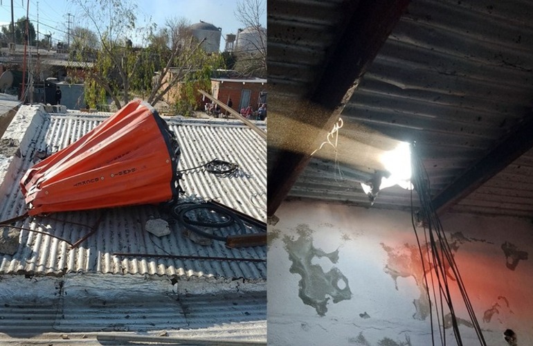 Imagen de Dormían la siesta y se les cayó el balde de un helicóptero en el techo