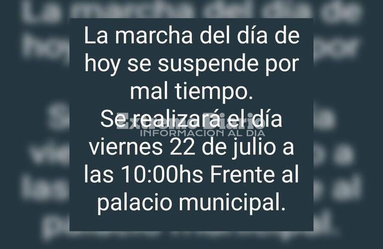 Imagen de Por mal tiempo se decidi&oacute; suspender la marcha