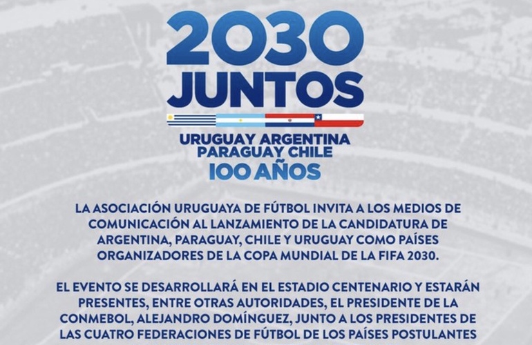 Imagen de Mundial FIFA 2030: Se relanzará la candidatura de Uruguay, Argentina, Chile y Paraguay para organizar la Copa del Mundo.