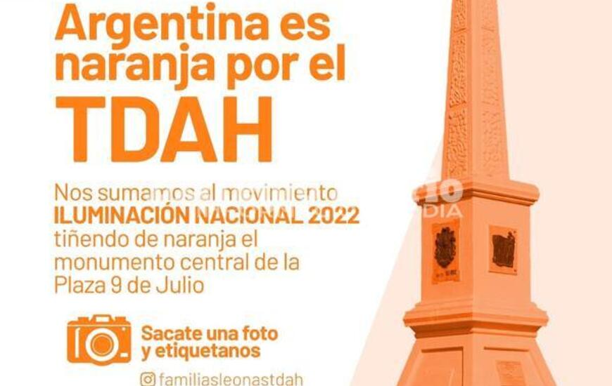 Imagen de TDAH: El monumento de la plaza 9 de julio se iluminar&aacute; de naranja