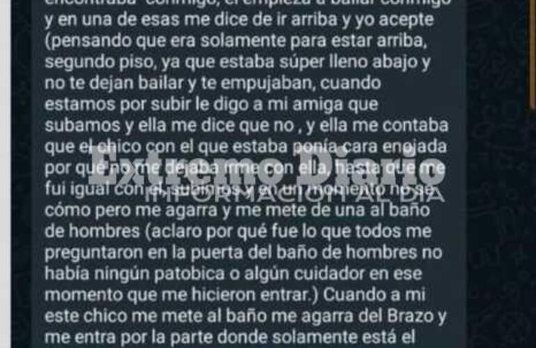 Imagen de Dram&aacute;tico relato de una joven que denunci&oacute; doble abuso sexual en un boliche de Arroyo Seco