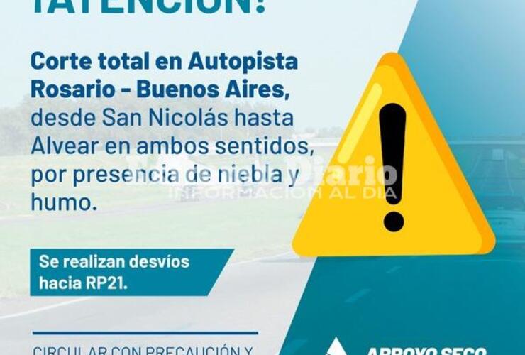 Imagen de Corte total de la Autopista Rosario-Buenos Aires