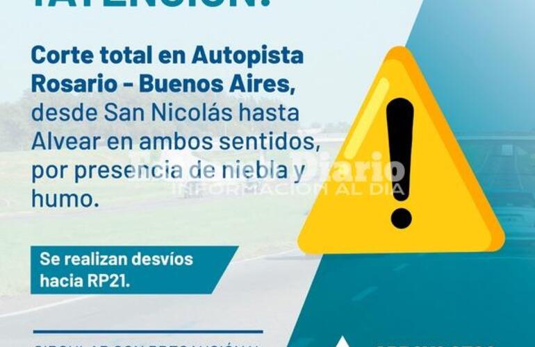 Imagen de Corte total de la Autopista Rosario-Buenos Aires