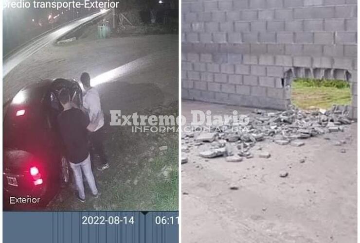 Imagen de Quedó filmado: Chocó contra paredón del corralón Nuevo Horizonte y se fugó