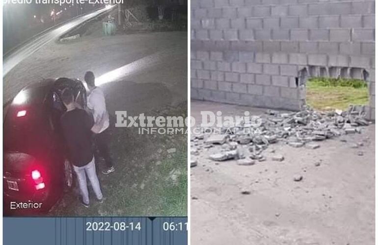 Imagen de Quedó filmado: Chocó contra paredón del corralón Nuevo Horizonte y se fugó