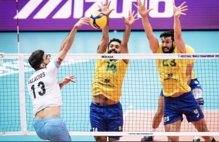 Imagen de Argentina perdió 3 a 1 ante Brasil en los Cuartos de Final del Mundial de Voleibol Masculino 2022.