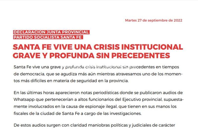 Imagen de Espionaje ilegal: �Santa Fe vive una crisis institucional grave sin precedentes�