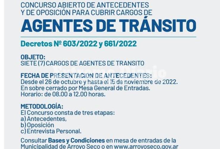 Imagen de Agentes de Tránsito: Requisitos para cubrir siete puestos