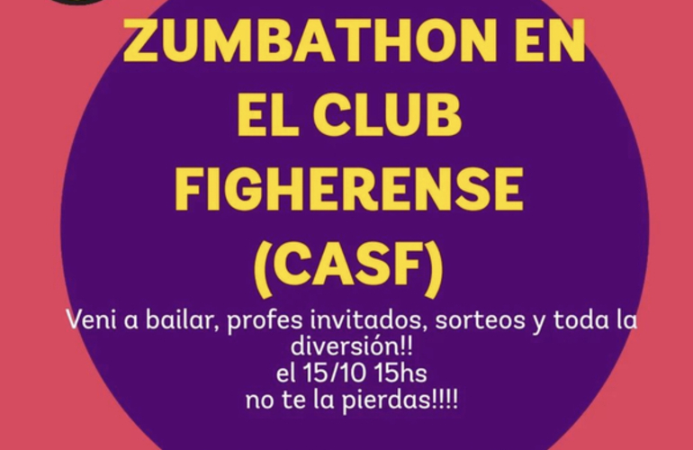 Imagen de 15 de Octubre, Zumbathon en Sportivo Figherense.