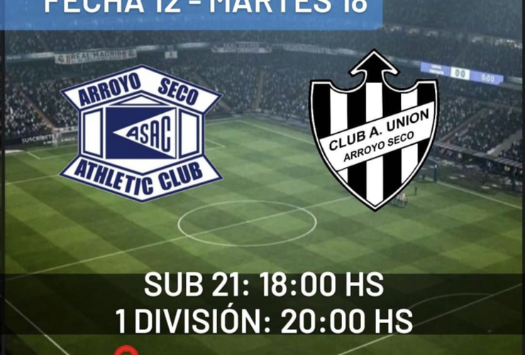 Imagen de A.S.A.C. y C.A.U. jugarán mañana martes, Sub-21 18 hs y 1era División 20 hs.