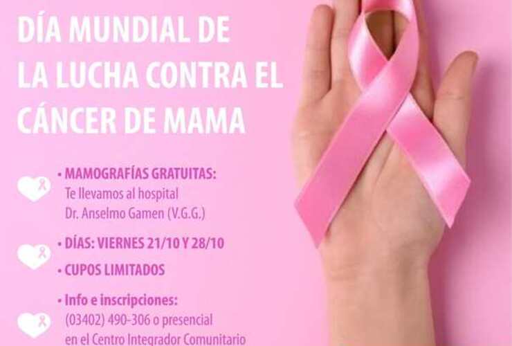 Las mamografías se realizarán el 21 y 28/10.