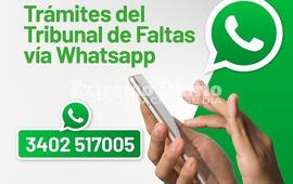 Imagen de Se podr&aacute;n realizar los tr&aacute;mites del Tribunal de Faltas v&iacute;a whatsapp