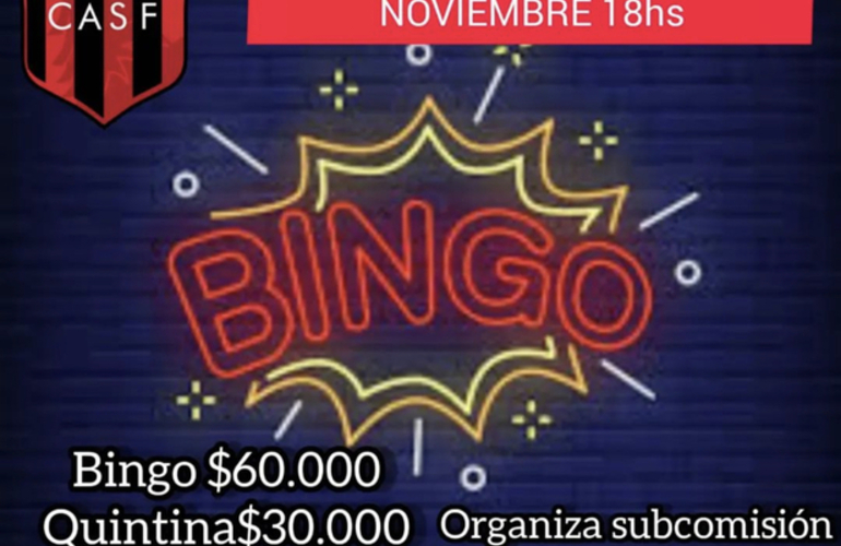 Imagen de El Bingo de Sportivo Figherense, cambió de día y se realizará el domingo 13 de Noviembre.
