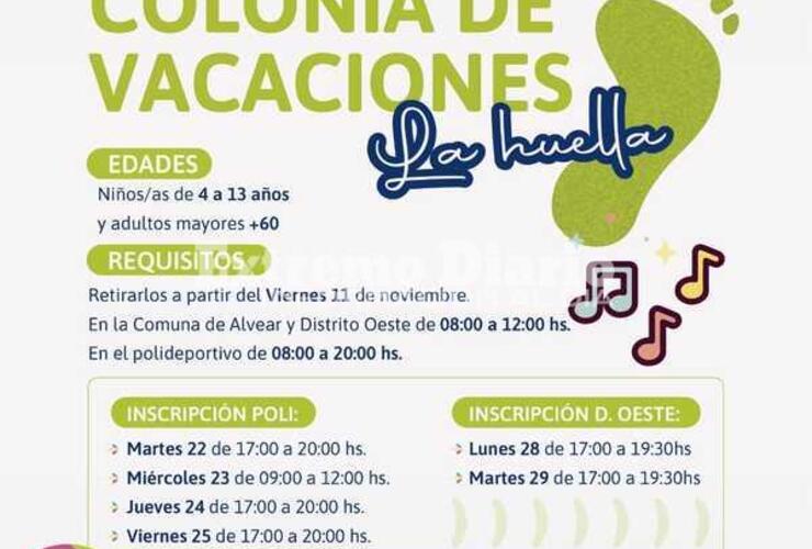 Imagen de Abri&oacute; la inscripci&oacute;n a la colonia de vacaciones en Alvear