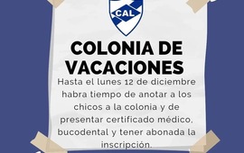 Imagen de La inscripci&oacute;n para la Colonia de vacaciones del C.A.L. ser&aacute; hasta el d&iacute;a 12/12.
