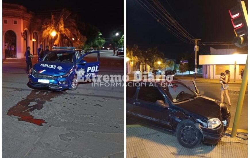 Imagen de Choque entre un m&oacute;vil policial y un auto particular