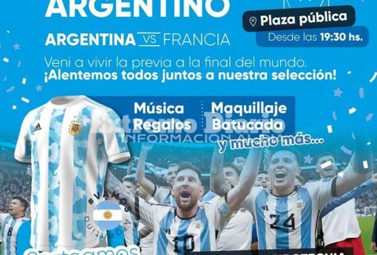 Imagen de Banderazo argentino en la plaza Pública de Fighiera