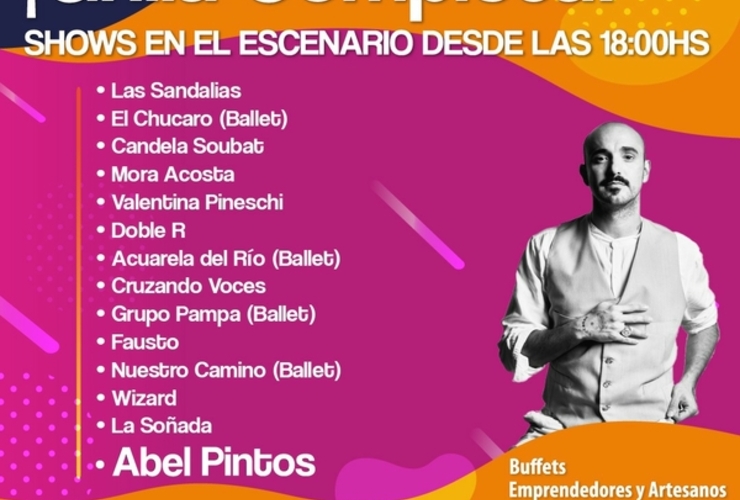 Los números artísticos que compartirán escenario con Abel Pintos.