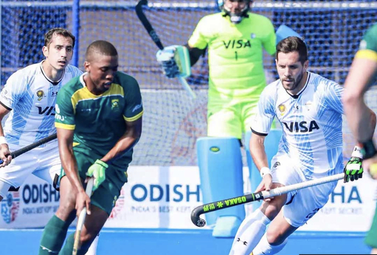 Imagen de 'Los Leones' argentinos, debutaron con triunfo ante Sudáfrica en el Mundial de India.