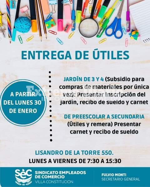 Imagen de Sindicato de Empleados de Comercio: Entrega de &uacute;tiles escolares