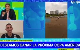 Imagen de D&iacute; Mar&iacute;a volvi&oacute; a reaccionar al v&iacute;deo viral de la imitaci&oacute;n de su gol en la playa