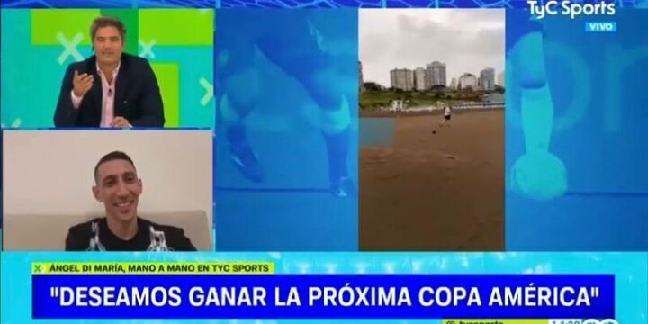 Imagen de Dí María volvió a reaccionar al vídeo viral de la imitación de su gol en la playa
