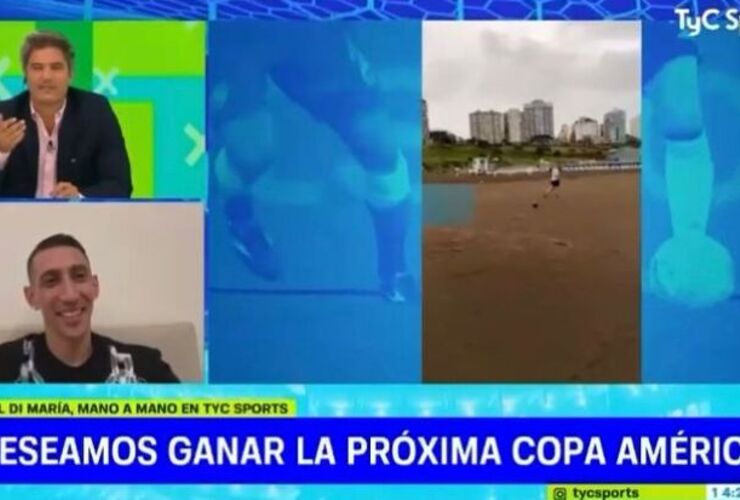 Imagen de Dí María volvió a reaccionar al vídeo viral de la imitación de su gol en la playa