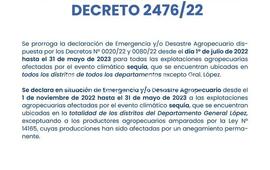 Imagen de Emergencia Agropecuaria: Decreto 2476/22